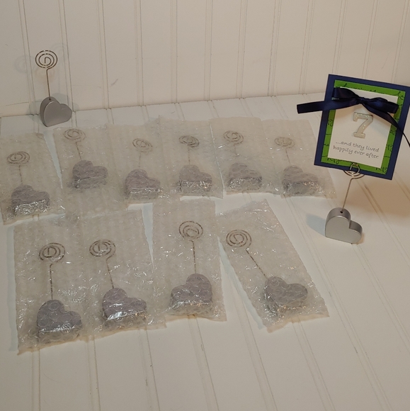 Silver Heart Place Card Holders set of 12 - Picture 7 of 11